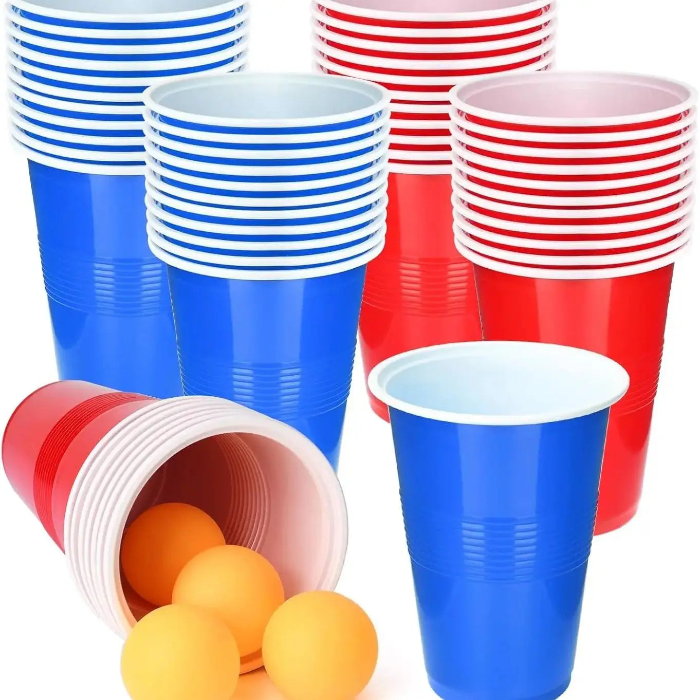 Cup Pong Game Set 22 Pcs 16 Oz Plastic Party Cups with 4 PCS Ping Pong Balls for Christmas New Year Gift Gratuation Party Peaceful Pleasures Health and Wellness Red Blue