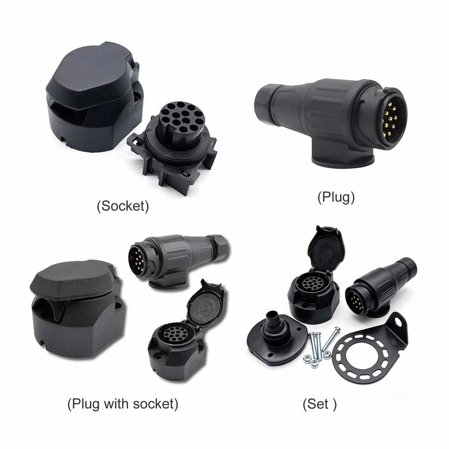 12V 13 Pin Trailer Plug Caravan Accessories Towing Socket Socket Plug Converter Caravan Trailer Electrics Plug for Car Truck RV Peaceful Pleasures Health and Wellness