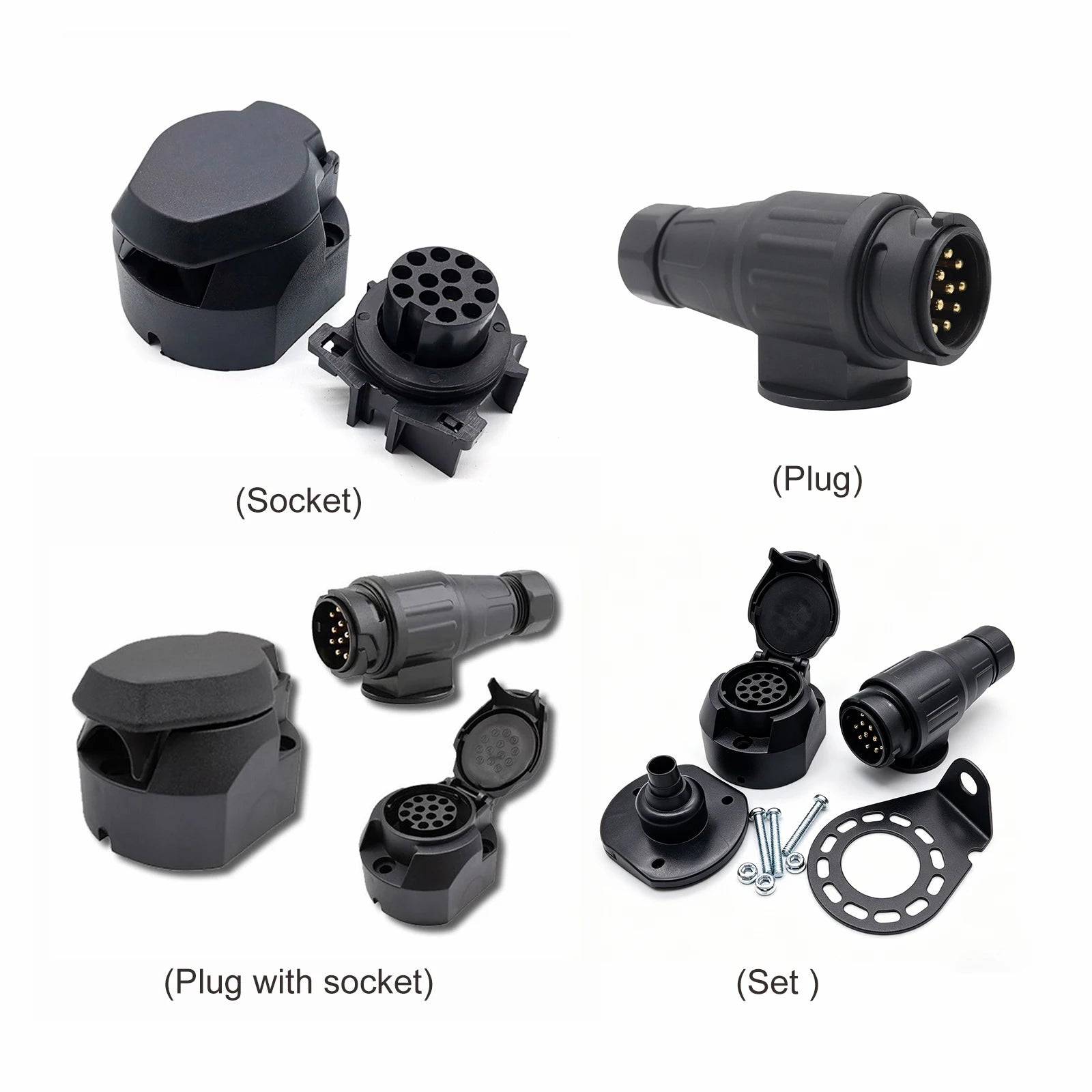 12V 13 Pin Trailer Plug Caravan Accessories Towing Socket Socket Plug Converter Caravan Trailer Electrics Plug for Car Truck RV Peaceful Pleasures Health and Wellness