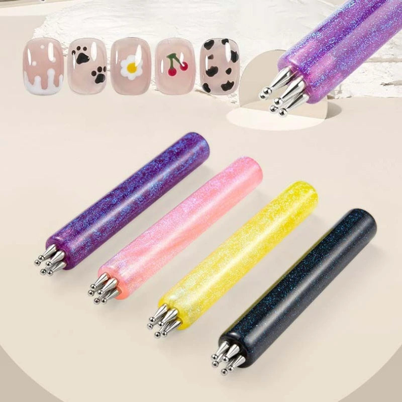One-Stroke Flower Nail Dotting Pen | 5-Petal Tip, 4 Colors