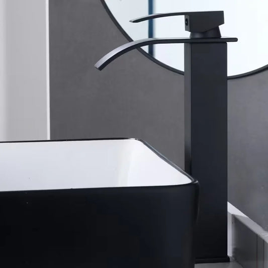 Matte Black Waterfall Vessel Sink Faucet | Single Handle Vessel Sink Faucet Peaceful Pleasures Health and Wellness