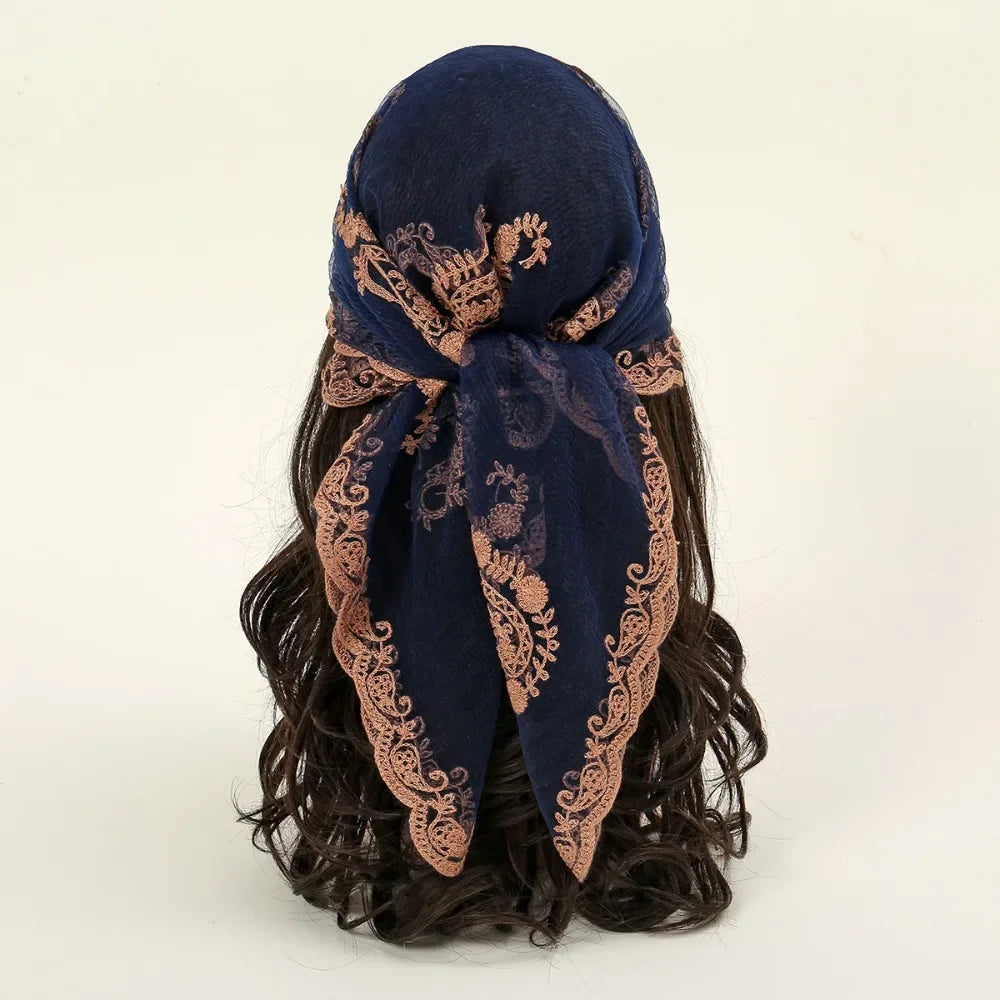 Women's Floral Lace Square Scarf – Vintage Bandana Headband