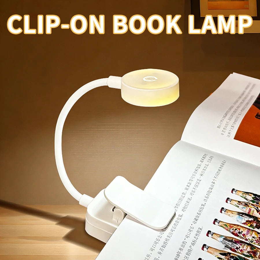 Rechargeable Clip-On Book Lamp Bedside Reading Light 3 Colors Eye Protection Portable Book Night Light Office Study Table Lamp Peaceful Pleasures Health and Wellness