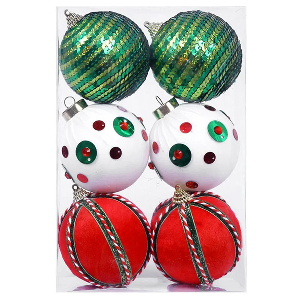 Christmas Foam Ball Ornaments Set of 6 – Holiday Tree Decor