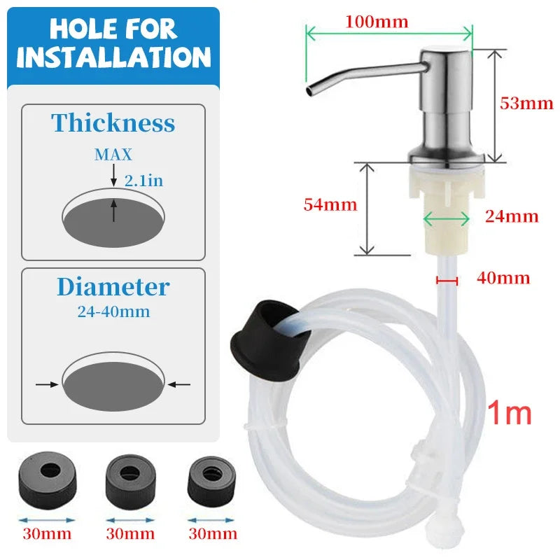 Stainless Steel Sink Soap Dispenser Pump | Kitchen & Bathroom