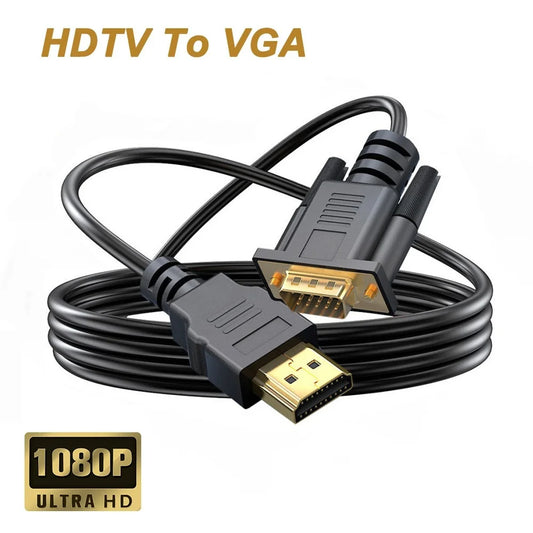 HDMI to VGA Converter Cable 1.8m | Laptop PS4 Xbox Projector HDMI to VGA Cable Peaceful Pleasures Health and Wellness