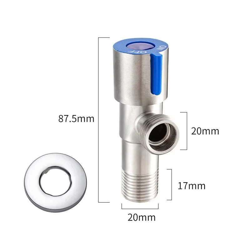 G1/2 Stainless Steel Hot Cold Inlet Valve Toilet Filling Angle Valves Sink Basin Water Heater Faucet for Bathroom Accessories Peaceful Pleasures Health and Wellness Blue