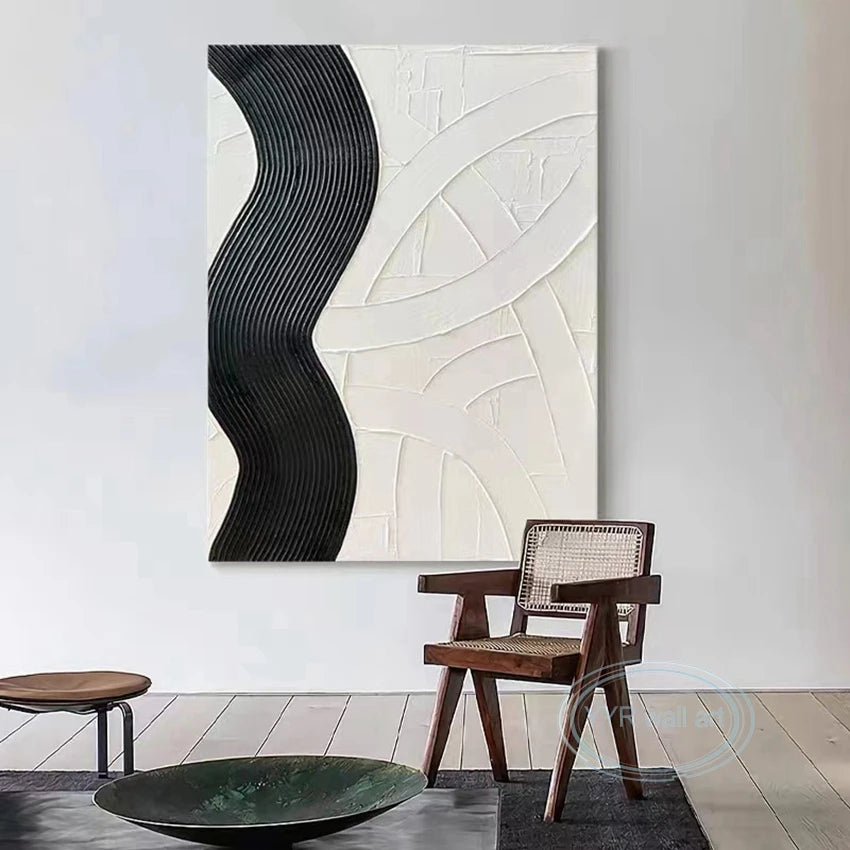 Stripe Texture Decor Oil Painting Modern Abstract Handmade Wall Art Canvas Mural Living Room Bedroom Porch Hotel Hanging Picture Peaceful Pleasures Health and Wellness