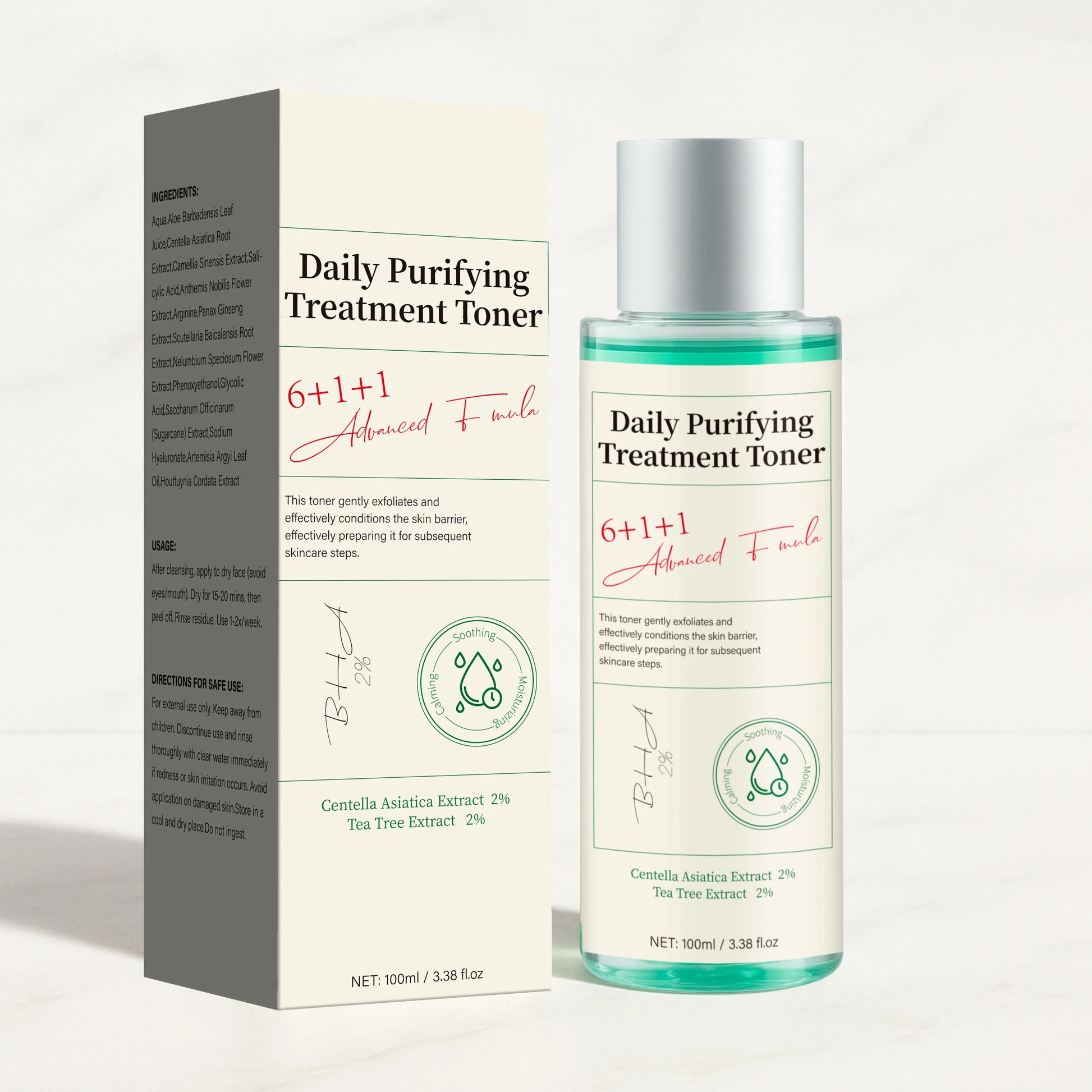 Daily Purifying Treatment Toner with Salicylic Acid & Centella Asiatica,Oil Control & Facial Exfoliation Skin Care Toner,100ml Peaceful Pleasures Health and Wellness