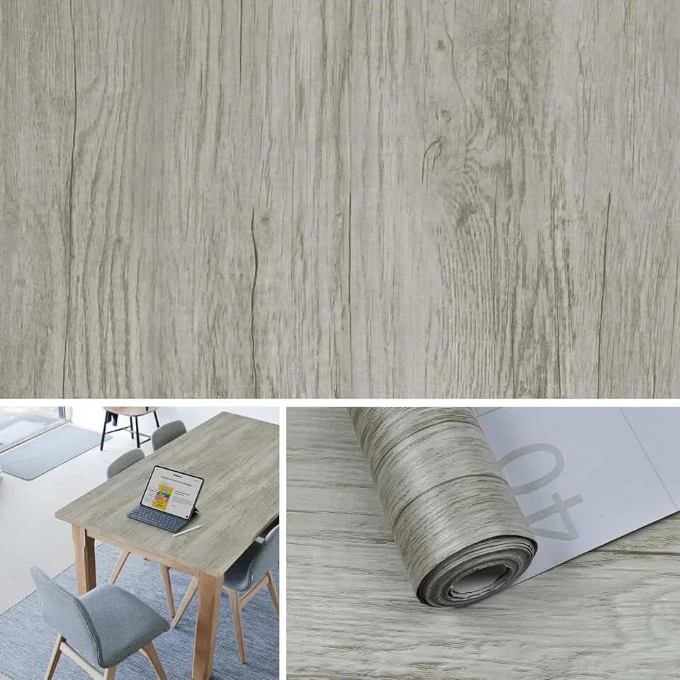 Wood Grain Self-Adhesive Wall Sticker – 40cm Waterproof PVC Roll