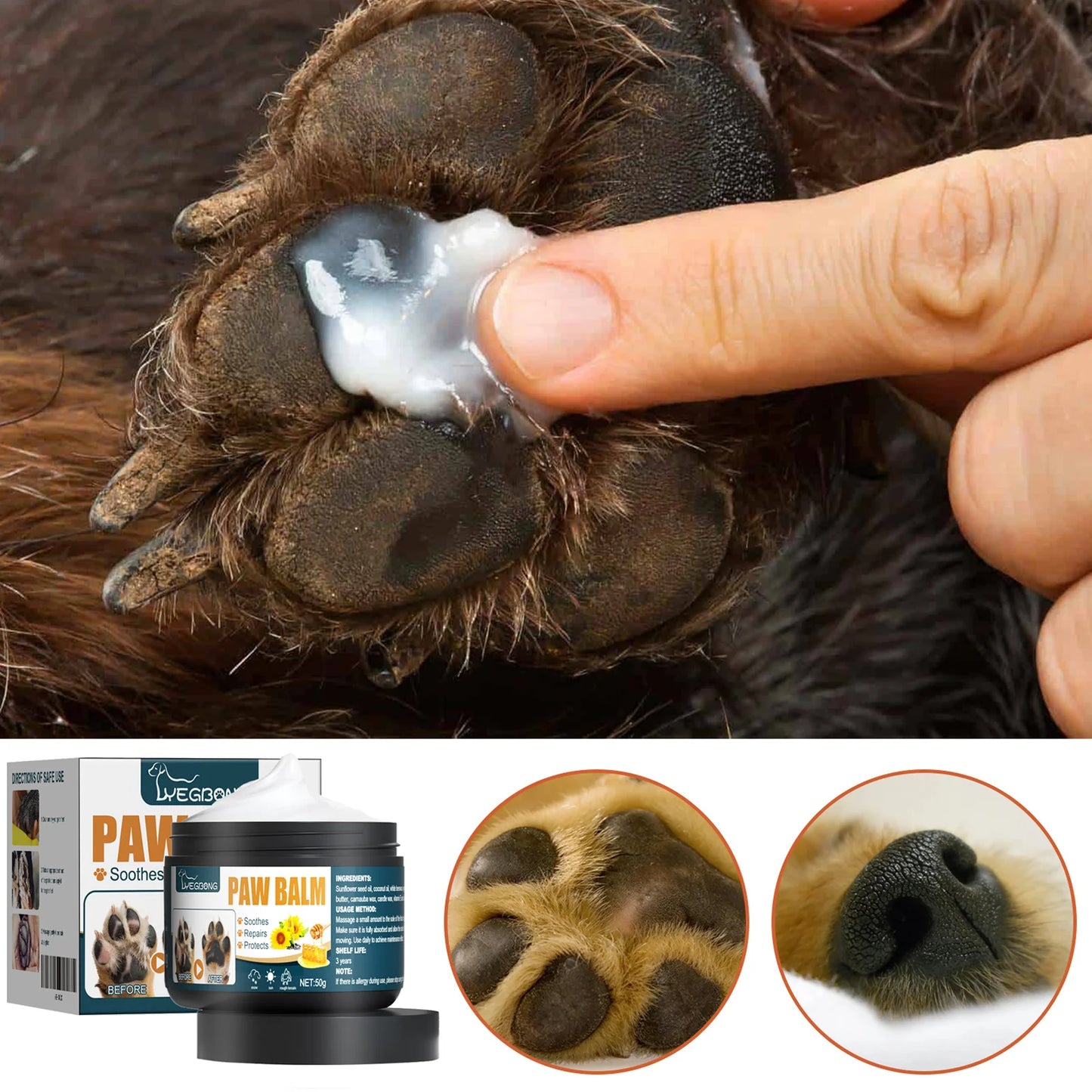 Natural Lick-Safe Pet Paw Balm – Vitamin E & Shea Butter 50g