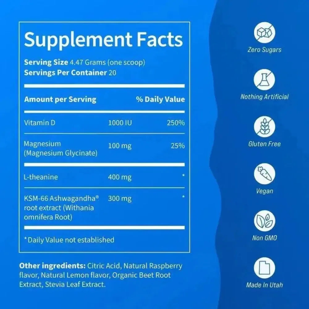 Adaptogenic Drink Mix Raspberry Lemonade | L-Theanine, Ashwagandha