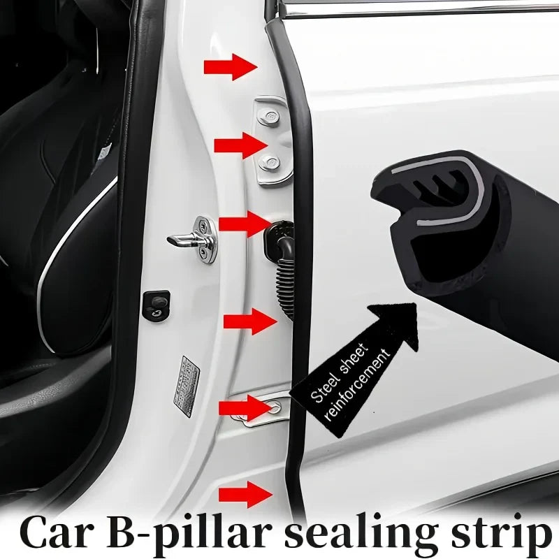 2pcs Car B-Pillar Rubber Weatherstrip Door Edge Seal Strip