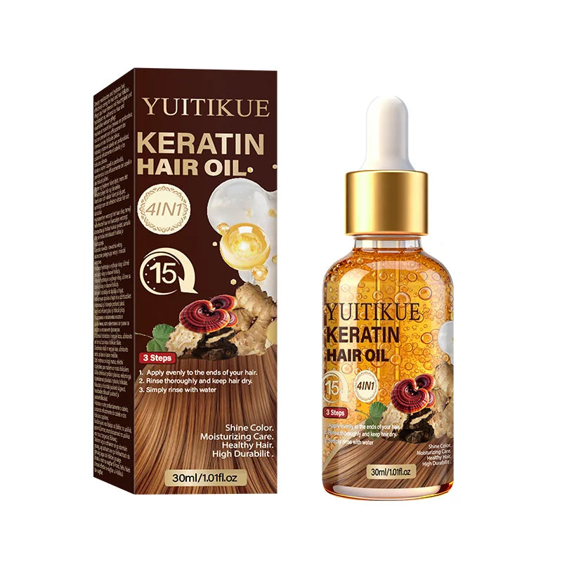 YUITIKUE Keratin Hair Oil | 4-in-1 Formula | 3 Steps 15-Minute Application For Shiny, Moisturized & Healthy Hair 30ml Peaceful Pleasures Health and Wellness 30ml