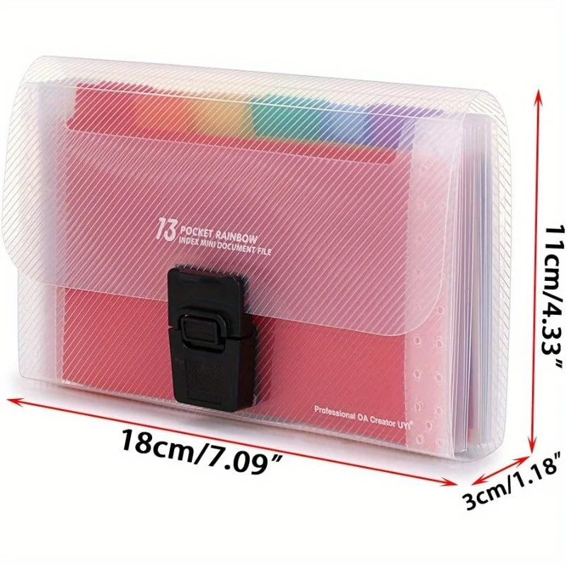 A6 13-Pocket Accordion File Organizer with Button Closure