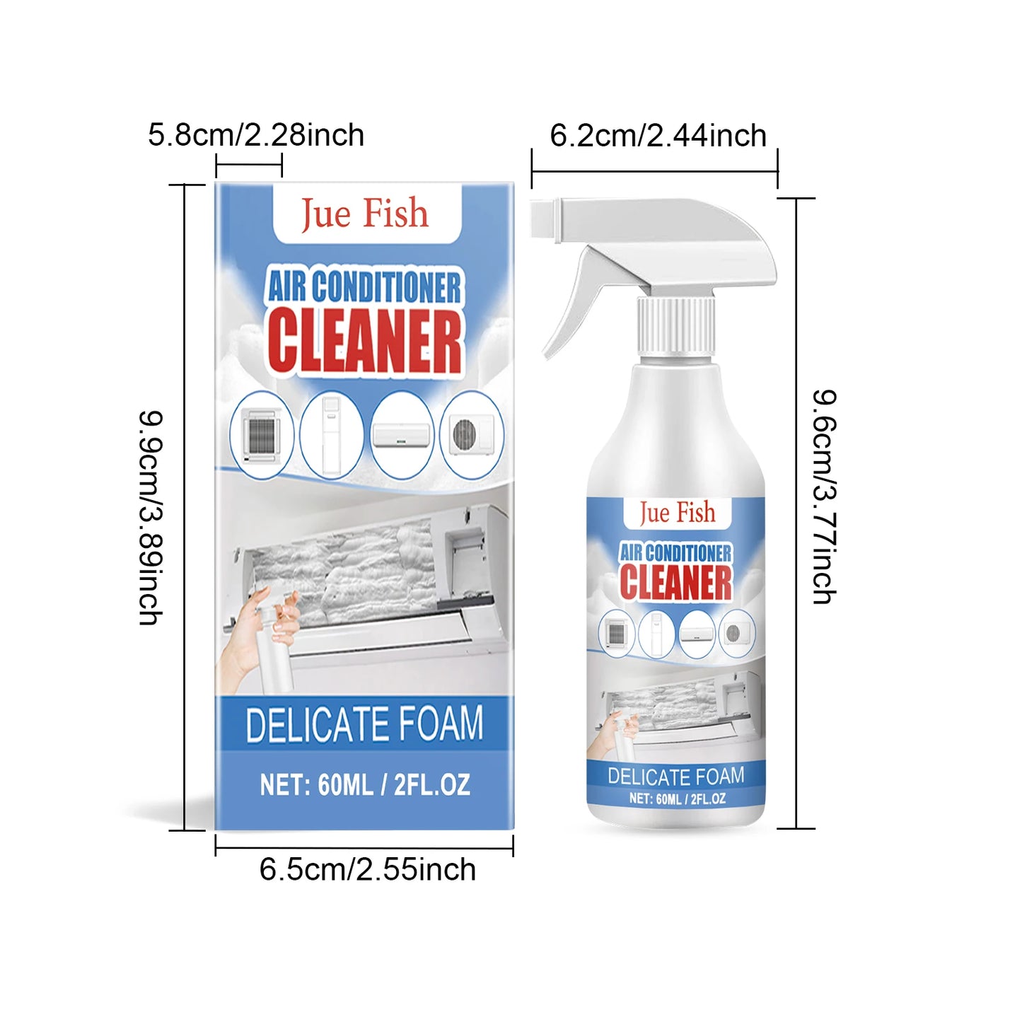 Jue-Fish AC Cleaner Spray | No-Dismantle Foam & Odor Remover