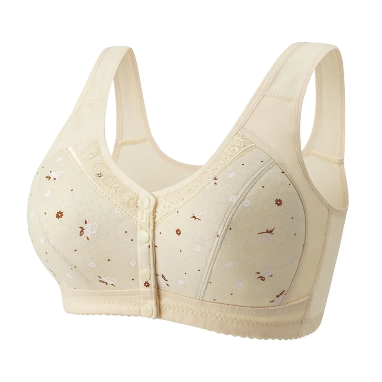Plus Size Wire-Free Nursing Bra | Floral Front Closure