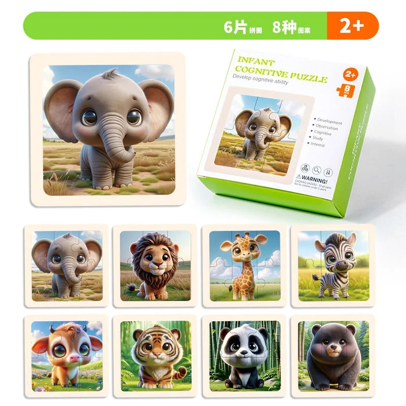 Bview Art Wooden Jigsaw Puzzles Kids Cartoon Animal Board Educational