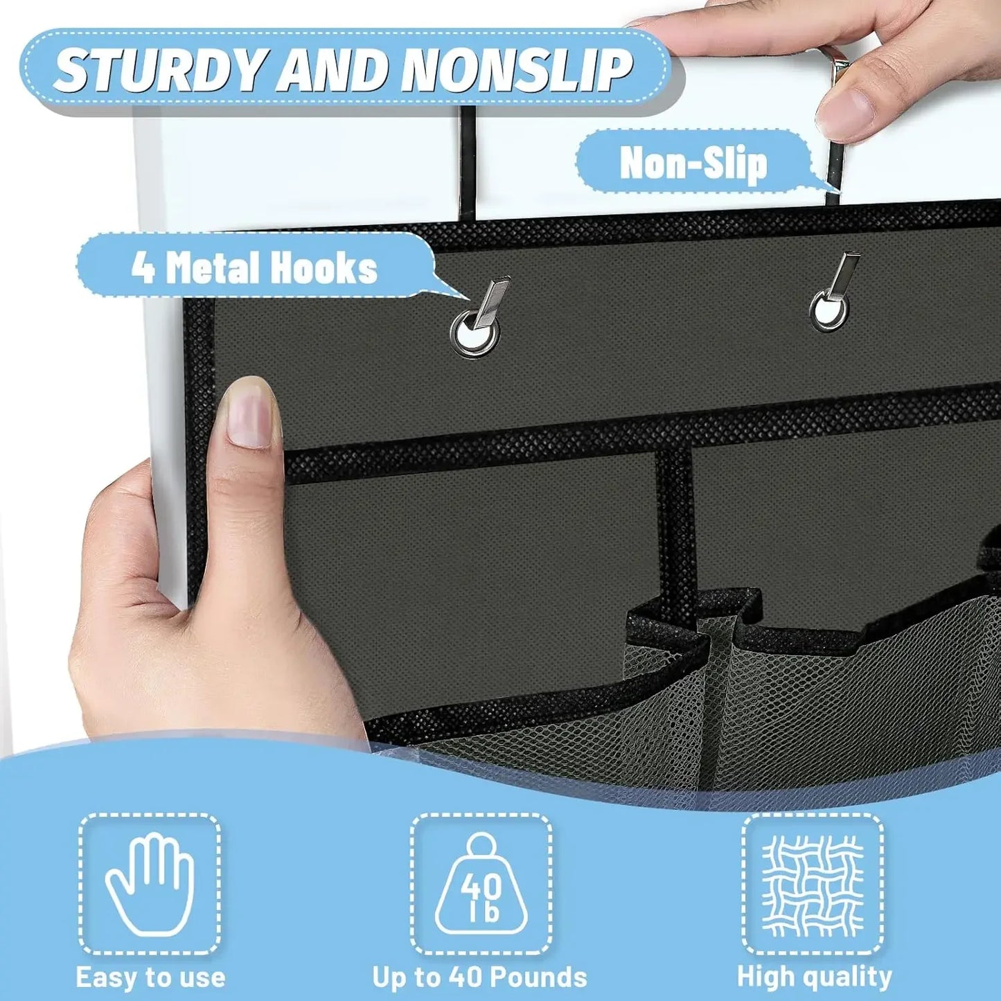35-Pocket Over Door Shoe Organizer, Hanging Storage Rack Holds 40 lbs, Gray Mesh Durable Bag Peaceful Pleasures Health and Wellness