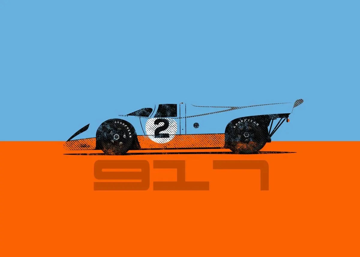 Cartoon Racing Car Canvas Wall Art | Boys Motorsport Poster