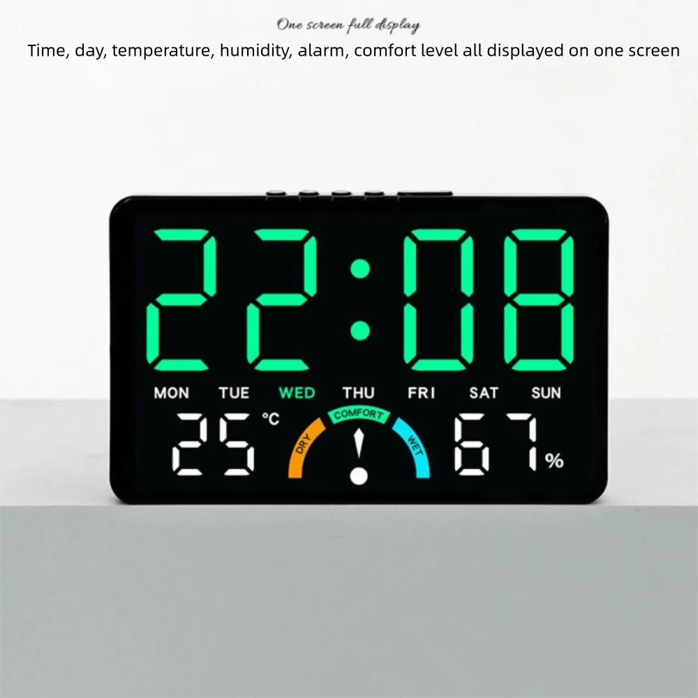 Wall-mounted Electronic Wall Clock Temperature Multi-functional Digital LED Clocks Voice Control Home Display Table Clock Peaceful Pleasures Health and Wellness