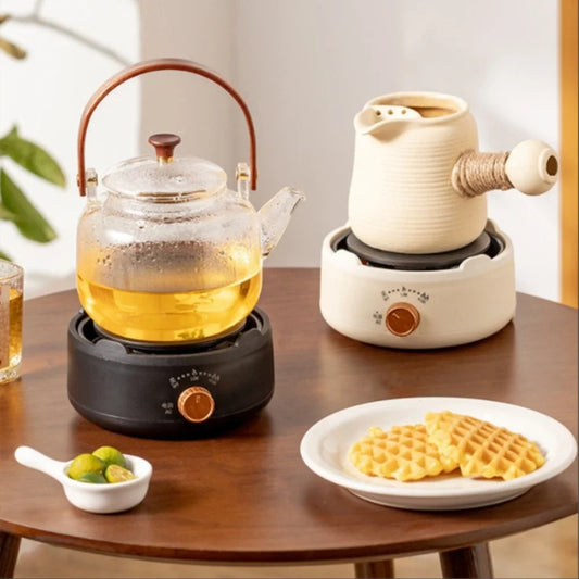 EU/US/UK New Electric Cookware Heating Base 500W Electric Heater Coffee Stove Home Manual Adjustable Temperature Cooking Heater Peaceful Pleasures Health and Wellness EU white
