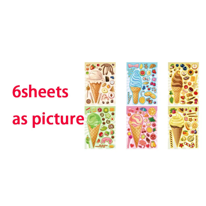 Cartoon Sweet Dessert Stickers Children DIY Toys Assembly Delicious