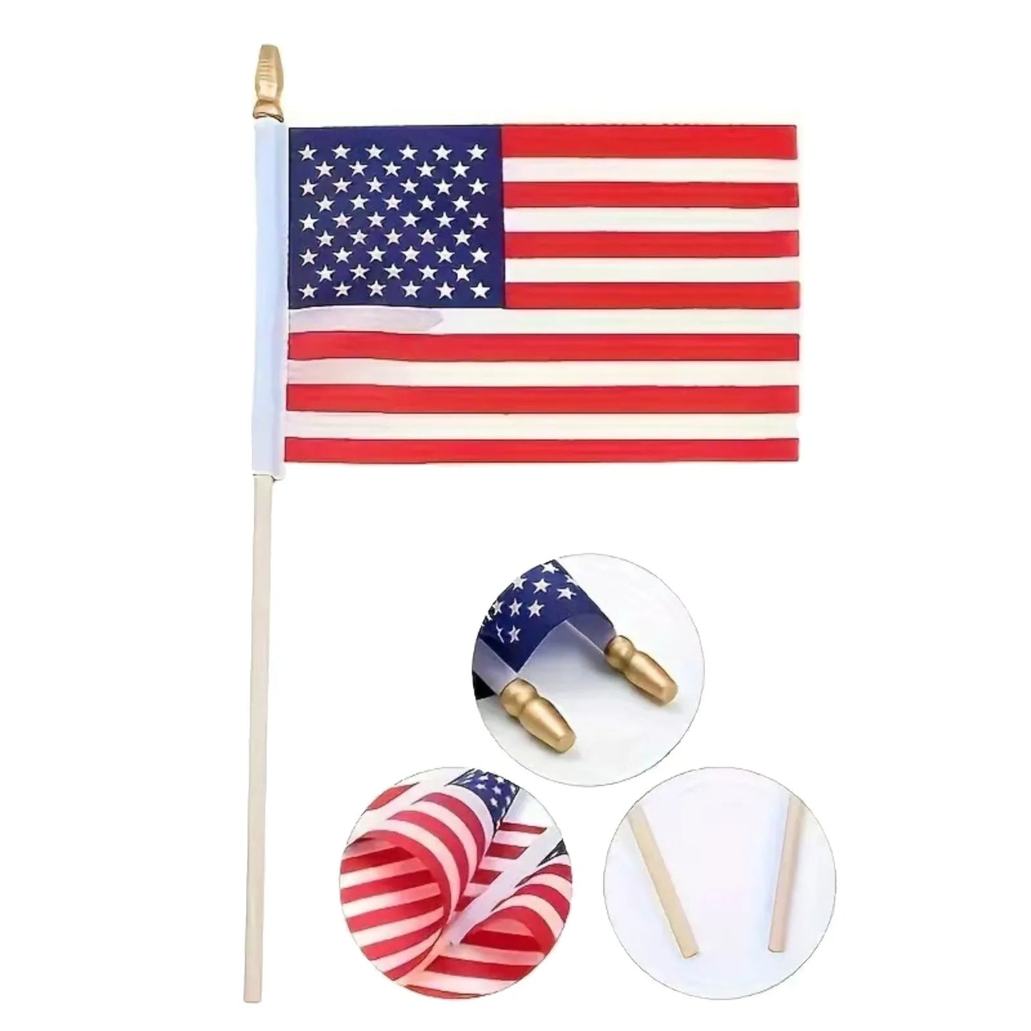 USA Hand Waving Flags 20x30cm Double-Sided Polyester – 12 Pack