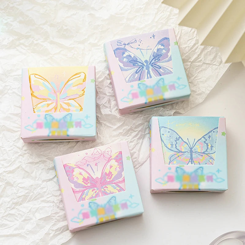 Hand Drawn Butterfly Sticky Notes Pink Origami Handmade Non-sticky