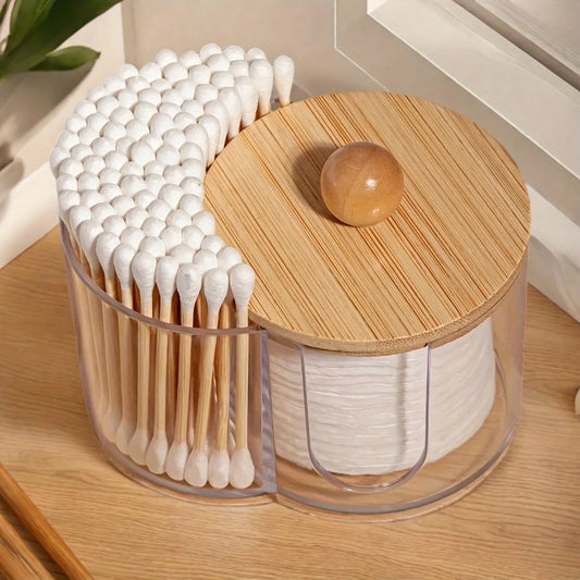 2-in-1 Cotton Pad & Swab Dispenser | Clear Plastic Organizer Bathroom Storage Organizer Peaceful Pleasures Health and Wellness