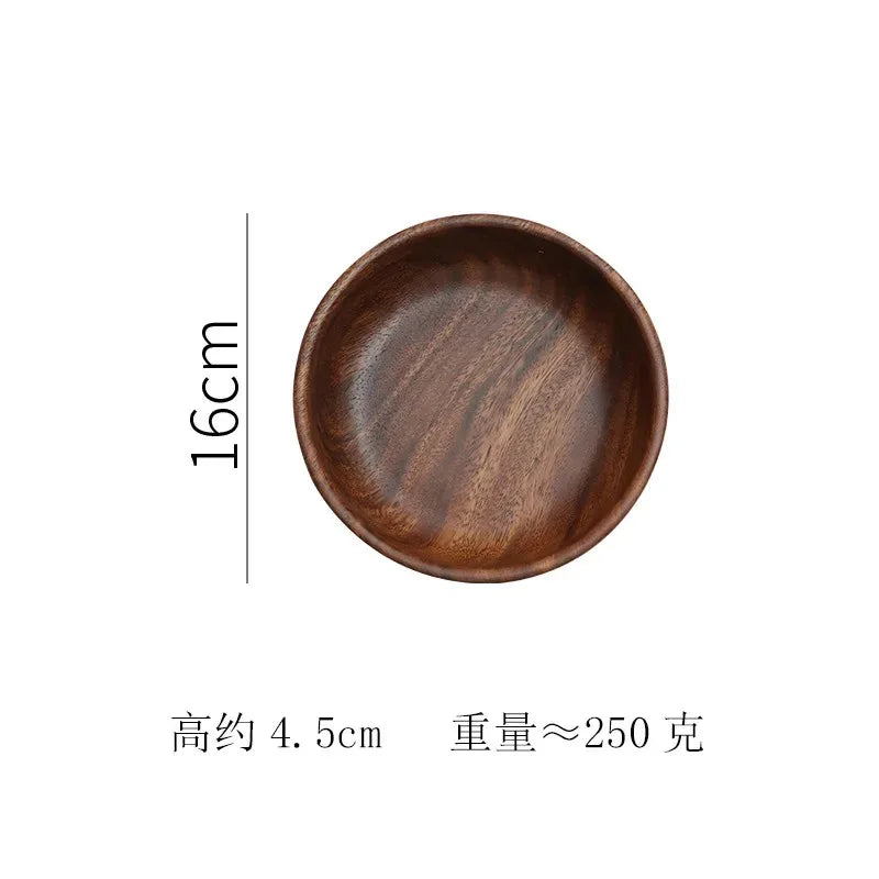 Solid wood bowl Walnut Boat Bowl Creative wooden salad bowl Fruit bowl Vintage storage home kitchen utensils Peaceful Pleasures Health and Wellness 16x16x4.5cm