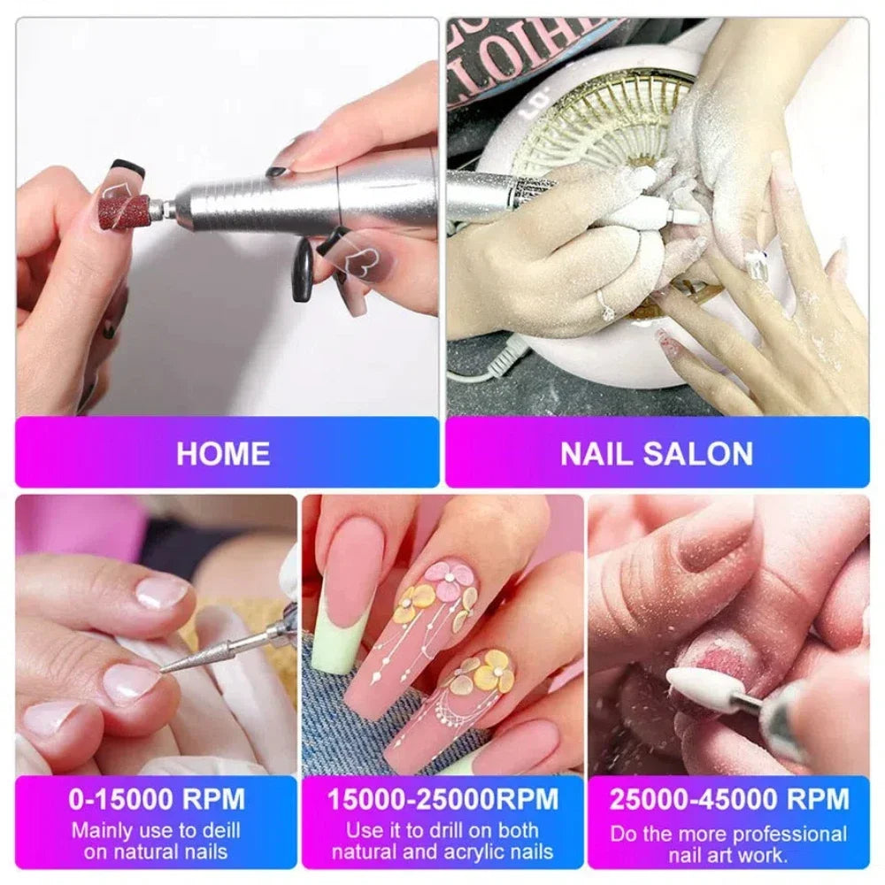 Professional 45000 RPM Rechargeable Electric Nail Drill Machine