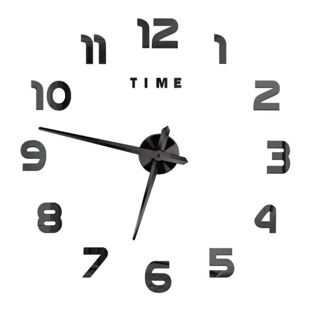 Modern 3D DIY Large Wall Clock – Acrylic Mirror Sticker Quartz Clock for Living Room Home Decor