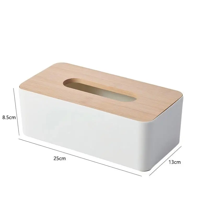 Bamboo Lid Plastic Tissue Box Organizer Rectangular Paper Towel Holder for Living Room Bathroom Kitchen Storage Peaceful Pleasures Health and Wellness