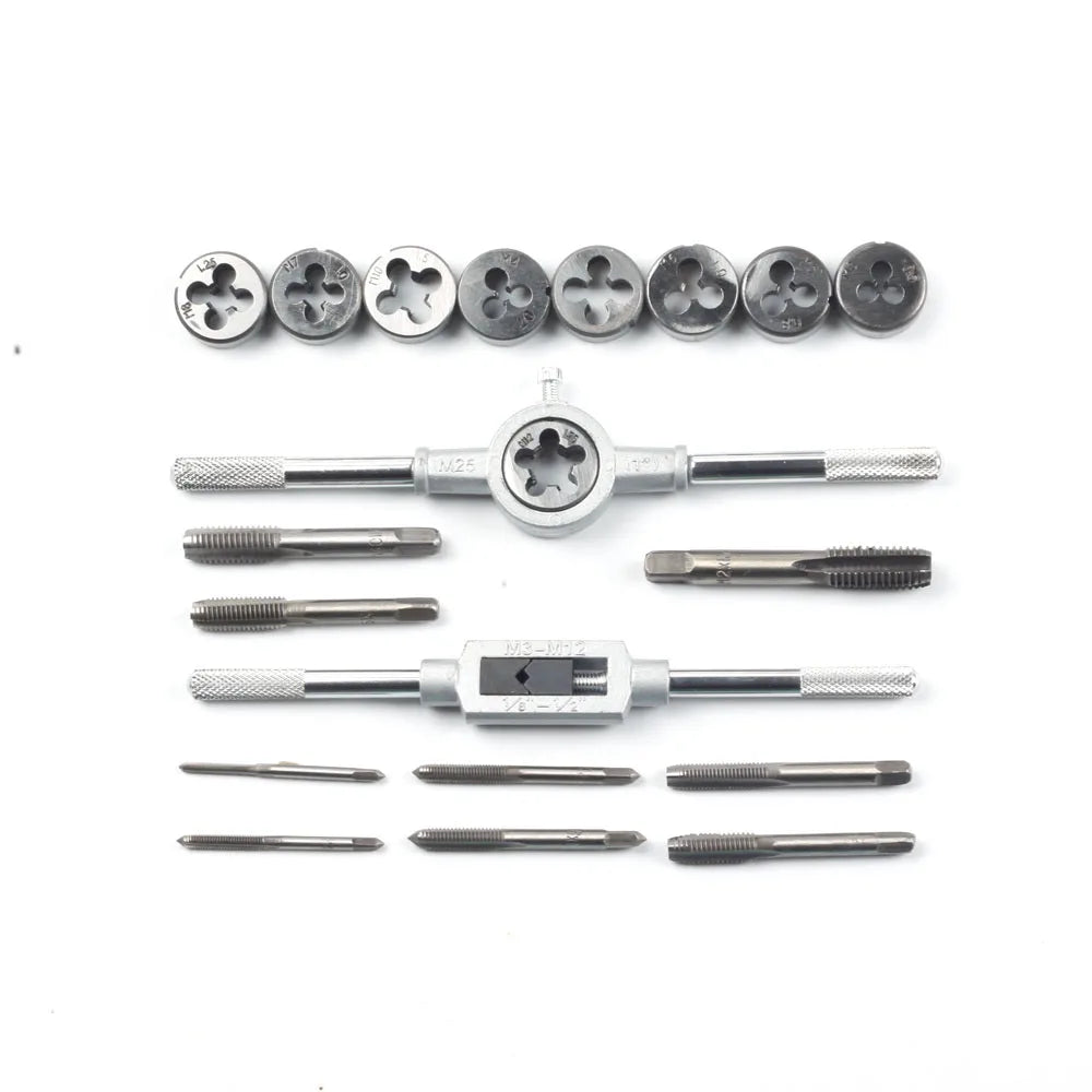 Metric Tap & Die Set M3-M12 | 8/12/20 Pc Chrome-Vanadium Kit Peaceful Pleasures Health and Wellness