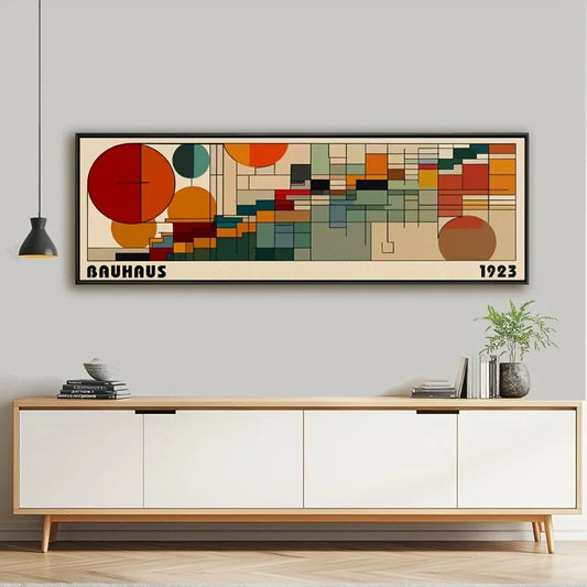 Bauhaus 1923 Art Deco Panoramic Canvas Wall Art | Space Print Canvas Wall Art Print Peaceful Pleasures Health and Wellness