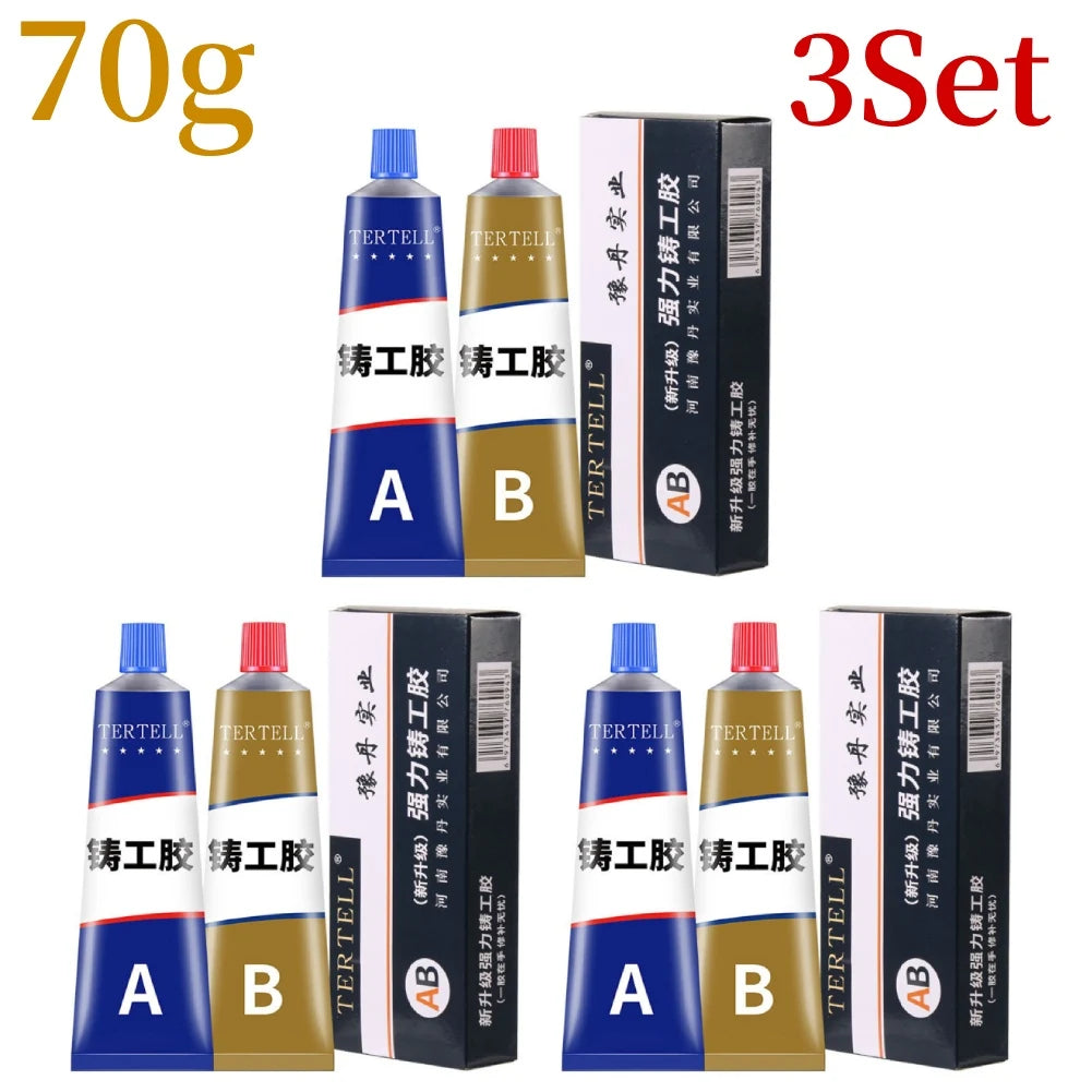 AB Type Casting Repair Glue High Temperature Resistant Liquid Metal Welding Filler Metal Repair Glue Caulking Agent Extra Strong Peaceful Pleasures Health and Wellness 70g 3PCS