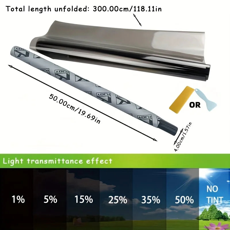 3M x 50CM Black Window Tint Film – UV & Solar Protection
