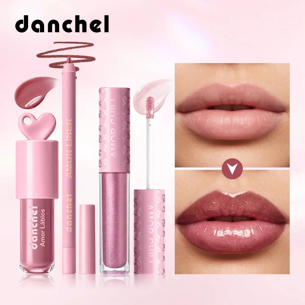 Heart-Shaped Lip Kit – Gloss, Glaze & Liner | High Shine