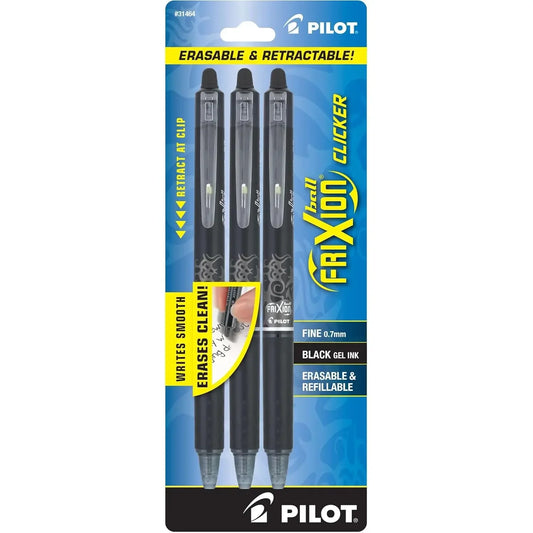 Erasable Retractable Gel Pens – 0.7mm Black Ink, 3-Pack Office & School Supplies Peaceful Pleasures Health and Wellness United States