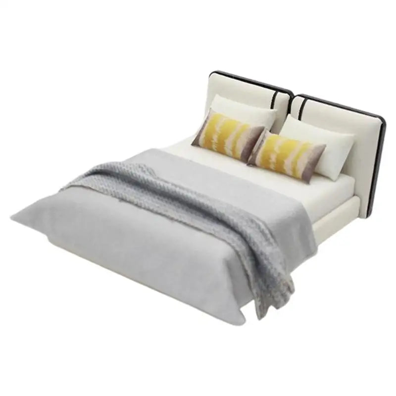 Miniature Single Bed Model – Cream ABS Dollhouse Bedroom Furniture