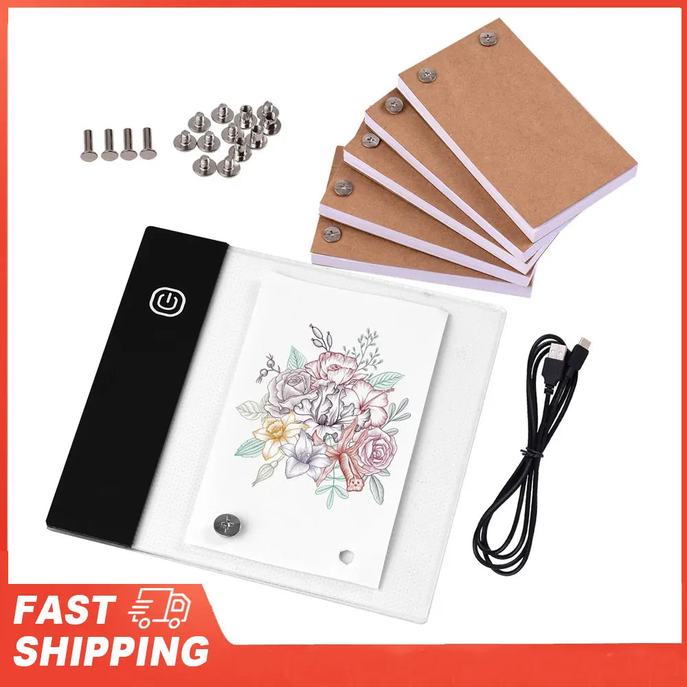 Mini Light Pad LED Lightbox Tablet Design Flip Book Hole 300 Sheets
