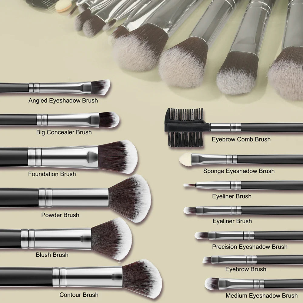 Soft Fluffy Makeup Brush & Sponge Set – Blush, Eye & Foundation