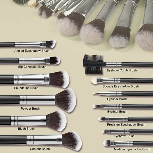 Soft Fluffy Makeup Brush & Sponge Set – Blush, Eye & Foundation Makeup Brush Set Oasis Select