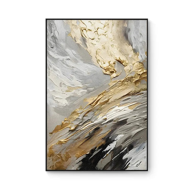100% Hand Painted，Gold, Grey, Beige, Black ,Textured Painting, Acrylic Abstract Oil Painting, Wall Decor Living Room, Office Wal Peaceful Pleasures Health and Wellness Mode H 60x80cm