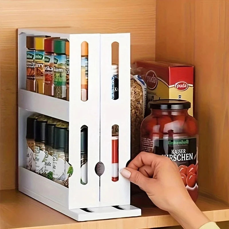 2-Tier Rotating Spice Rack – 90° Swivel Countertop Organizer