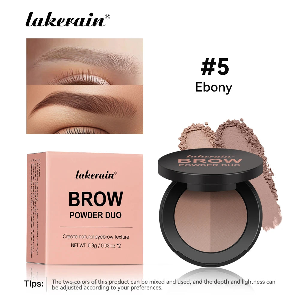Brow Powder Duo Two-color Eyebrow Powder Design Long-Lasting Natural 3-Dimensional Eyebrow Shape Makeup Fine Powder Cosmetic Peaceful Pleasures Health and Wellness Ebony