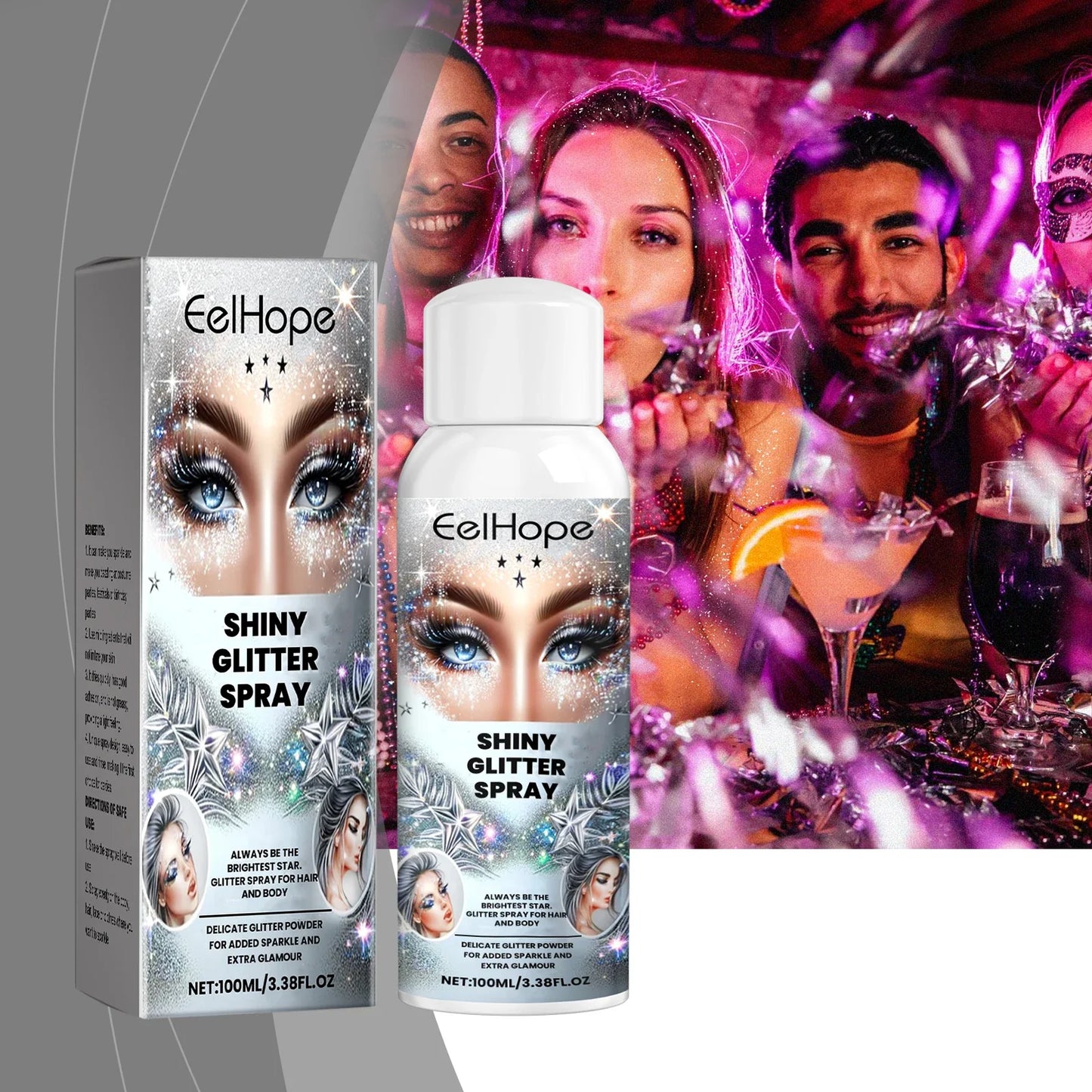 Eelhope Shimmer Glitter Spray – Hair & Body Highlighter 100ml