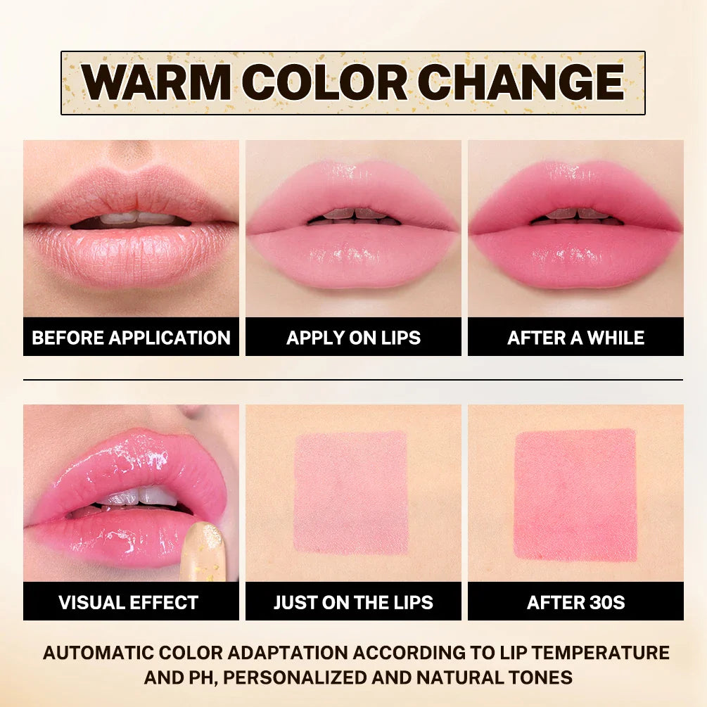 QIBEST Color Changing Glitter Lipstick – Moisturizing Lip Tint