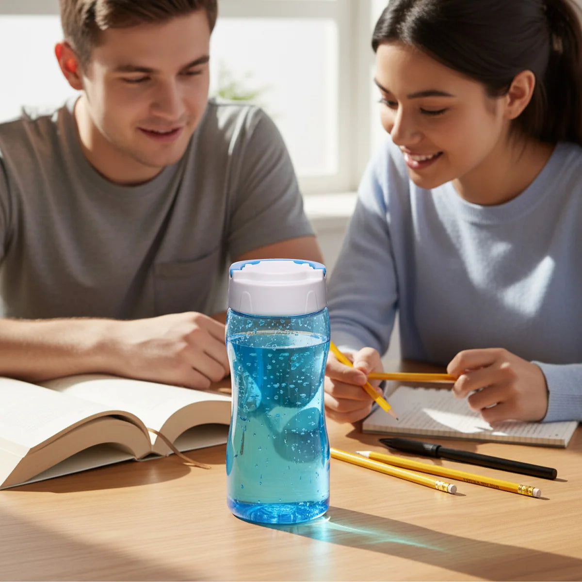 Plastic Reusable Sports Bottles with Handle, Leakproof Drink for Summer, School, Office, Gym, Fitness, Outdoor, Gifts Peaceful Pleasures Health and Wellness